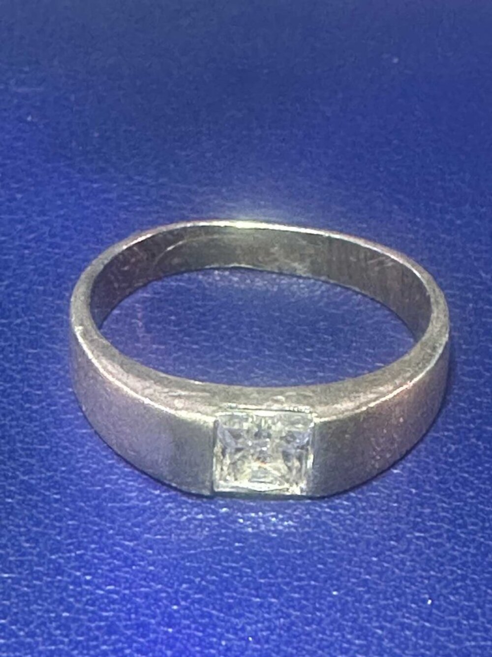 80s Mexican 925 Silver Ring with Princess Cut Gemstone | Size 7 - 7.5 - Picture 2 of 7